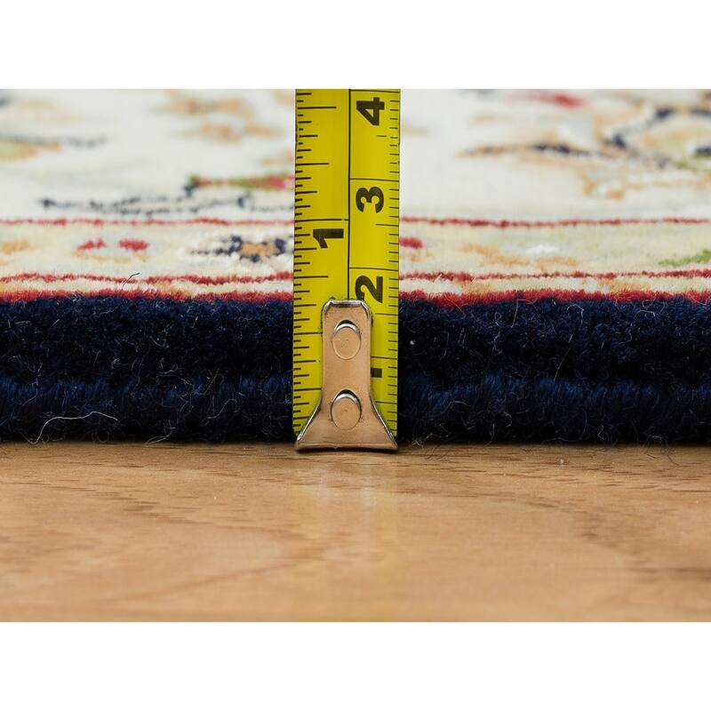 Shahbanu Rugs Midnight Blue, Nain All Over Flower Design, 250 KPSI